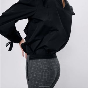 NWOT ZARA Grey Plaid Elastic Waist Trousers, S